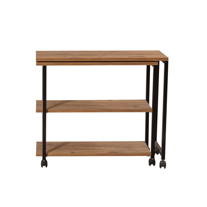 Hanah Home Mesa Auxiliar Industrial Tablero Melamina Pino Atlántico y Negro 70x63x76 cm